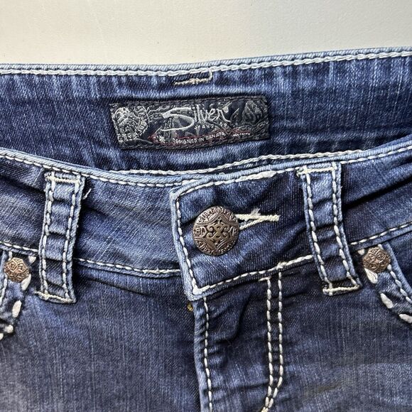 Silver Jeans suki flap capri size 28 jeans indigo denim - Picture 2 of 9